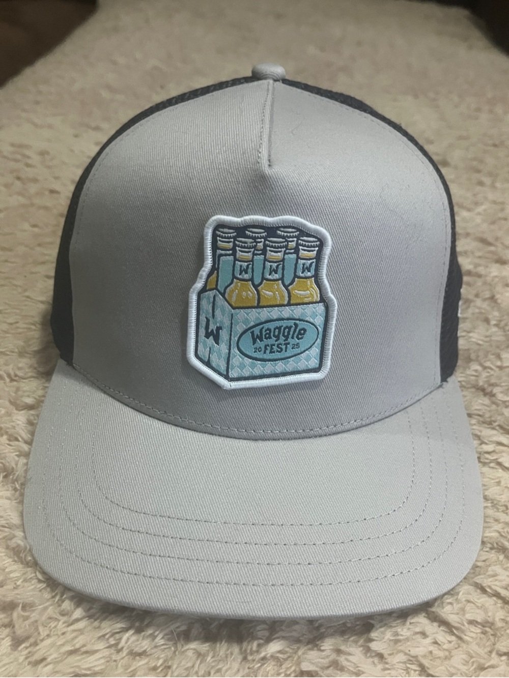 Waggle Fest Bottle Patch Trucker Hat - Light Gray